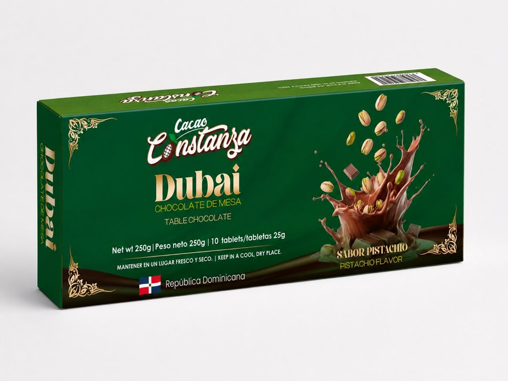 Cacao Constanza Dubai sabor Pistacho, 250g