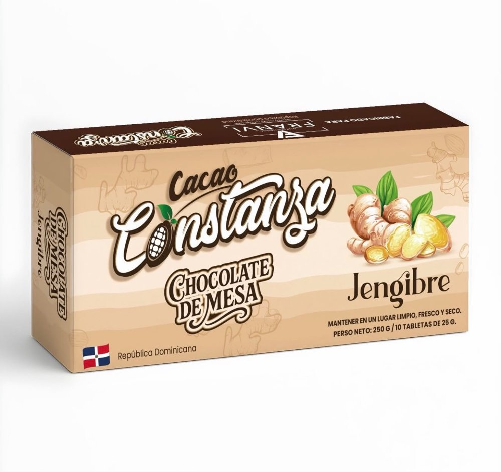 Cacao Constanza Chocolate de Mesa sabor Jengibre, 250g